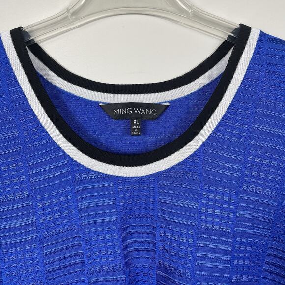 Ming Wang Jacket & Tank Top Twin Set Size XL Cobalt Blue Textured Career Office - Picture 6 of 13